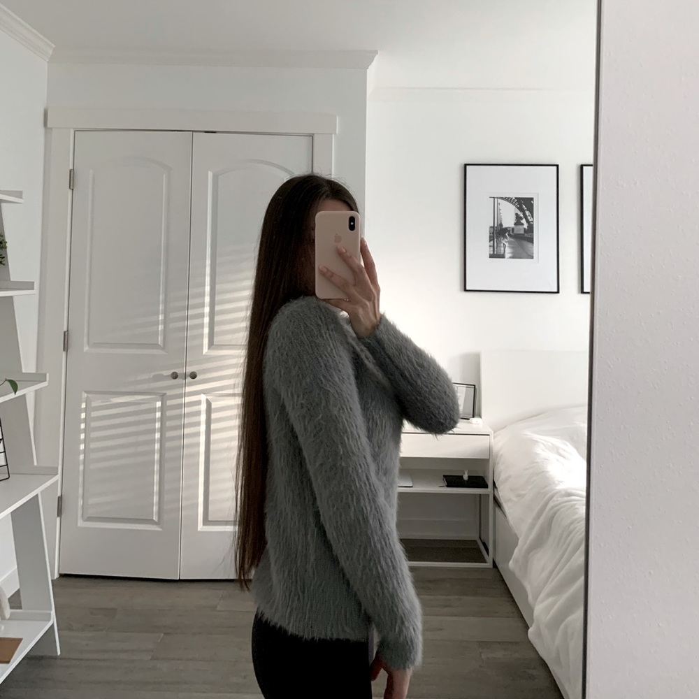 Mohair gray mock neck sweater - Picture 4 of 6